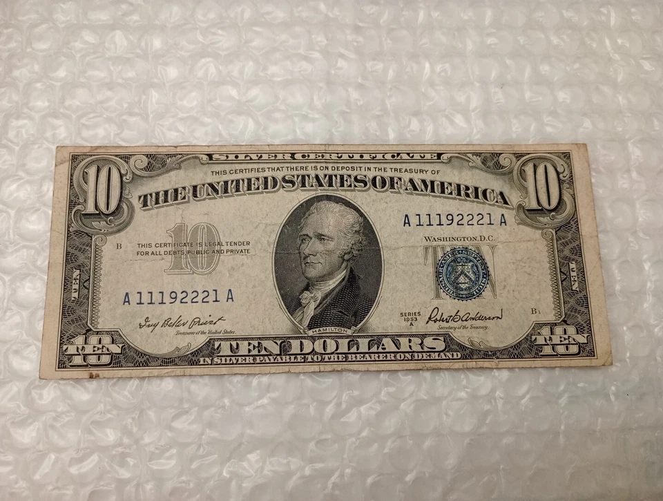 USA~1953 Federal Reserve Note~ $10 Dollars~ Special Series Number~ #1 (X4) In It - Image 1 of 4