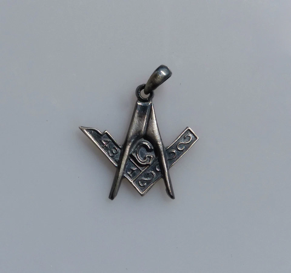 Grande Anhänger Freimaurerei Silber Brüniert 925 Team E Kompass - Bild 1 von 1