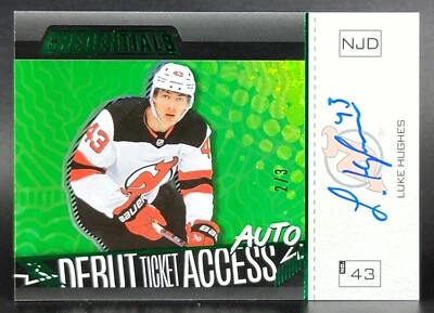 2023-24 Credentials Debut Ticket Access Auto Horizontal Green Luke Hughes 2/3 - Image 1 of 2