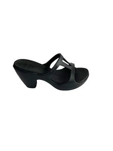 Crocs Cyprus II Black Heeled Sandals Slides Women Size 10 - Picture 1 of 15