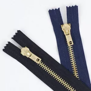 2 pc JEANS DENIM ZIPS METAL TEETH BLUE OR BLACK sizes 3 to 8 inch (2 zips) - Picture 1 of 4
