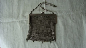 VICTORIAN SILVER MESH DROP CHATELAINE PURSE 4.15 - Picture 1 of 4