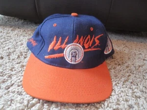 Vintage University of Illinois Illini Snapback Hat orange/blue Signatures - Picture 1 of 9