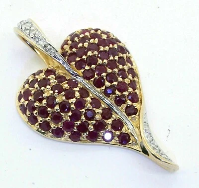 Women's 2.50Ct Round Cut Red Ruby Heart Pendant 14K Yellow Gold Over Free Chain - Image 1 of 4