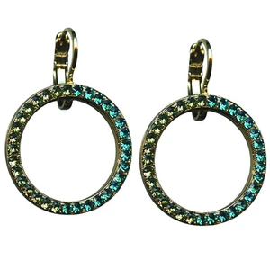 Mariana Earrings Fab Hole Encrusted Peridot & Blue Zircon Austrian Crystals C... - Picture 1 of 3
