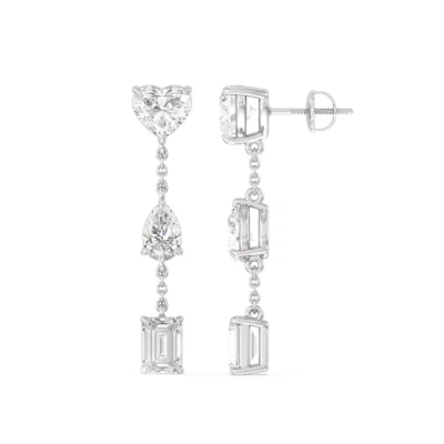 Damen Ohrstecker 4,00 Ct Birne Herz Smaragd Diamant Lab Created 950 Platin - Bild 1 von 4