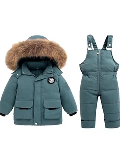 Toddler Snow Suits Boys Girls Hooded Down Jacket & Ski Bib Pants Set Baby 2t - Picture 1 of 3