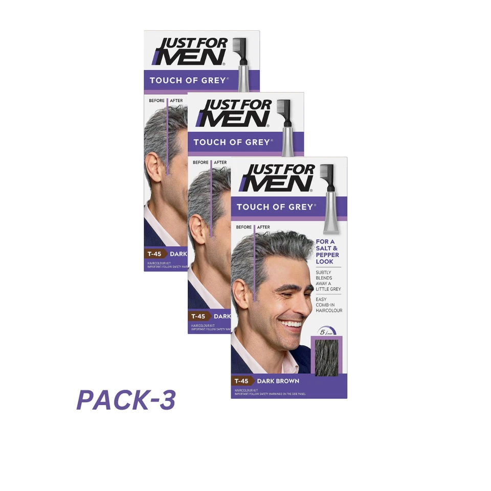 Just for Men Touch of Grey -T-45 Dark Brown x3