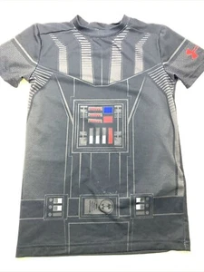 Under Armour Boys S YSM  T-Shirt Star Wars Darth Vader Heatgear Fitted DC Comics - Picture 1 of 8