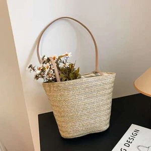 Large Everyday Straw Woven Summer Tote Bag Beach Fashion Handbag Shoulder Purse - Picture 1 of 13