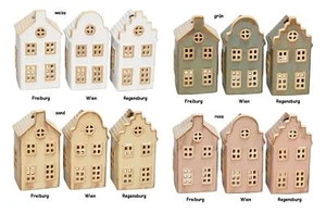 Schöne Windlicht Häuschen Teelicht ca. 8 x 6 x H16 cm Keramik - Picture 1 of 5