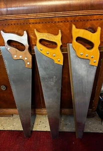 3 Vintage Hand Saws Crosscut Disston D95 Sandvik Sears 26" - Picture 1 of 8