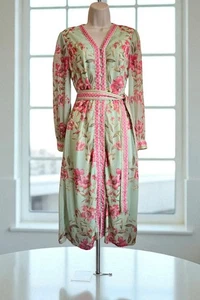 Raishma Midi Dress Size 8 Green & Pink MOB Wedding Guest Cruise The Races BNWT - Picture 1 of 11