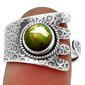 Verstellbar - Kupfer Grün Türkis 925 Sterling Silber Ring Gr.9 Schmuck R-1381 - Bild 1 von 5