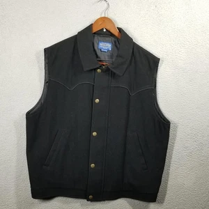 Pendleton Vest Mens XL Black Western Wool Blend Thinsulate Insulated Jacket Y2K - Picture 1 of 11