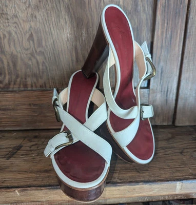 SANDALIAS De Colección GIUSEPPE ZANOTTI Cuero Blanco Tirantes Plataforma Madera Talla 39.5 Foto 1 de 4