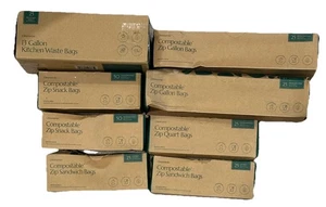 Lotto di 8 sacchetti cleanomic compostabili zip snack sandwich quarto gallone e spazzatura 13G - Foto 1 di 3