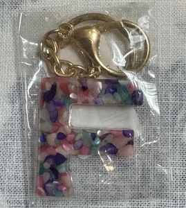 Women Alphabet Keyring Letter Key Ring Initial “F” Coloful Key Chain Bag Pendant - Picture 1 of 1