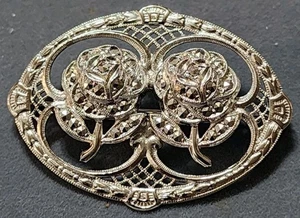 Vintage Brosche Anstecknadel Sterling Silber 925 Rose Floral - Bild 1 von 4