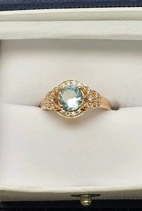 Zertifizierter natürlicher Aquamarin 14k Gold Filled, Ring, PGL zertifiziert und Silber Lot - Bild 1 von 23