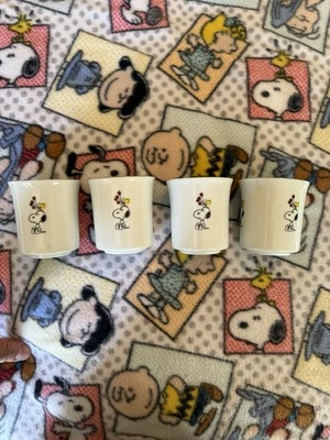 Peanuts Snoopy Rare Tea Cups 4 Beautiful - Image 1 of 3