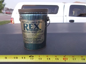 REX Imitation Fruit Jelly Tin Pail Can Corn Products Refining New York - Picture 1 of 10