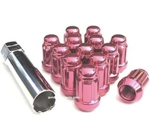 12x1.5 Spline Tuner Lug Nuts Wheel Locks 20 Lugs & 1 Key Included 12mmx1.50 Pink - Picture 1 of 3