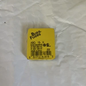 Bussmann ABC-15-R Fuse, Fast Acting, 15 Amp, ABC Series, 250VAC, Pack of 5 - Picture 1 of 5