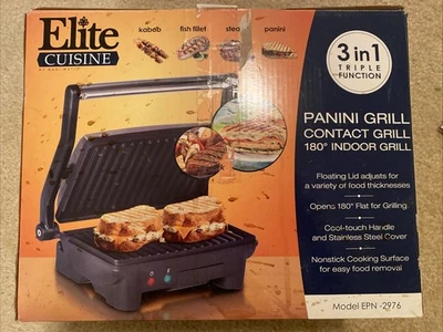 Parrilla Panini Elite Cuisine 3 en 1 interior/exterior modelo EPN-2976 caja abierta Foto 1 de 3