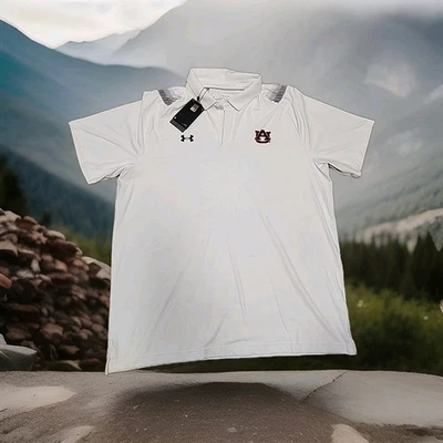 Auburn Tigers Logo White Lightweight Under Armour Polo Shirt Mens XL - Image 1 of 4