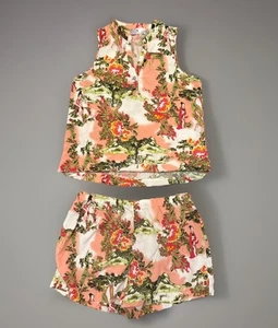 Josie Natori Short Set Größe M Japanese Lady Floral Print Tank und Shorts - Bild 1 von 8