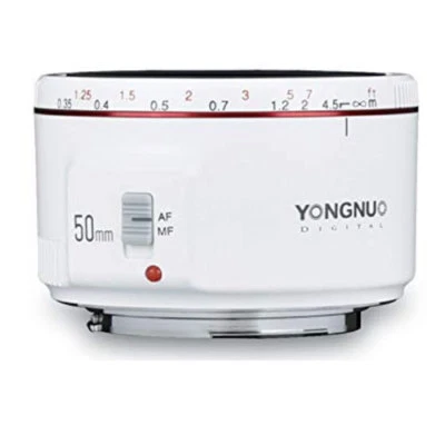 Yongnuo YN50MM F1.8 II Standard Prime Lens White for Canon SL3 80D SL3 T8I 50mm - Image 1 of 4