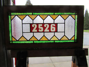 ~ ANTIQUE STAINED GLASS TRANSOM WINDOW ~ 30 x 16 ~ ADDRESS 2526 ~ SALVAGE