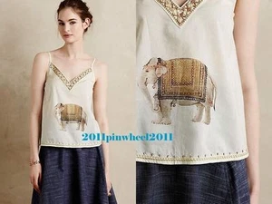 12 New Anthropologie Leifsdottir "Beaded Elephant Tank" Blouse Top $168 - Picture 1 of 5