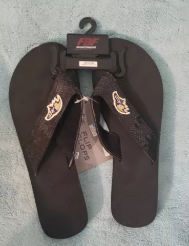 Baltimore Ravens Sandals Black Sequined Flip Flops women's x-small 5-6 NWT Cover