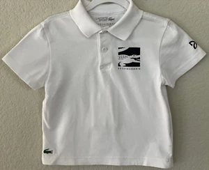 LACOSTE SPORT NOVAKDJOKOVIC Kids Sz 6 White Polo Shirt Pre-Owned - Picture 1 of 9