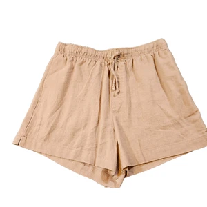 Linen Blend Brownish Pink Drawstring Boho Comfy Shorts With Pockets - Picture 1 of 15