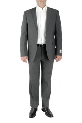 Paolo Giardini 2 Piece Men's Suit Slim Fit Birdseye Pattern 2 Button Light Grey - Image 1 of 4