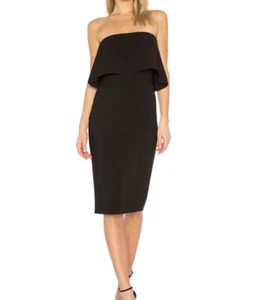 LIKELY NWT Size 2 Driggs Black Ruffled Crepe Midi Dress 013 - Picture 1 of 12