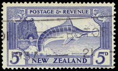 新西兰 - 1935 年 - 条纹马林 - 5p vio 蓝色 - Sc #192 二手 VF — 第 1/2 张图片