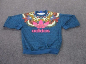 Adidas Sweatshirt Adult XS Logo Pullover Aztec Graphic Oversized Spellout Womens - Picture 1 of 9