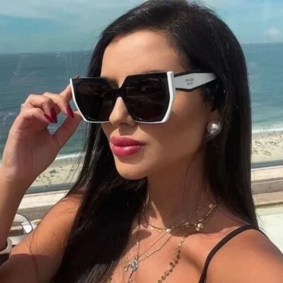 Prada Cateye PR 15WS 09Q5S0 Black White Grey Lenses Women Sunglasses AUTHENTIC - Image 1 of 4