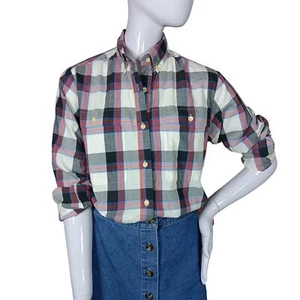Vintage Jaclyn Smith Shirt Size 12 Plaid Black White Red Long Sleeve Collared - Picture 1 of 8