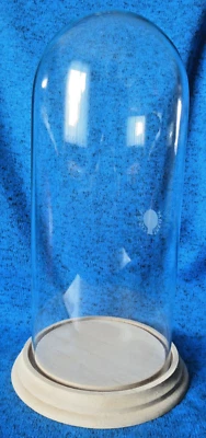 Glassturz Glasdom 26,5 cm hoch x 11,3 cm rund Klosterarbeit Uhren ca. 1950 - Bild 1 von 4