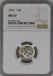 Moneda de diez centavos Roosevelt 1961 10C NGC MS67 6073481-002 - Imagen 1 de 2