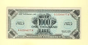 ITALIA 1000 LIRE 1943 P-M23a VF++ ALLIED MILITARY CURRENCY SERIES 1943 A - Picture 1 of 2