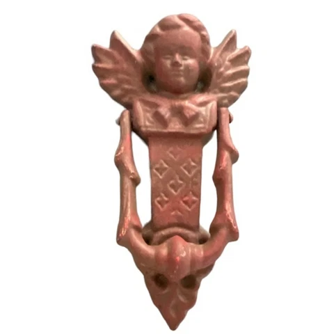 Victorian Cast Iron Cherub Winged Angel Door Knocker 8 Inches Cover