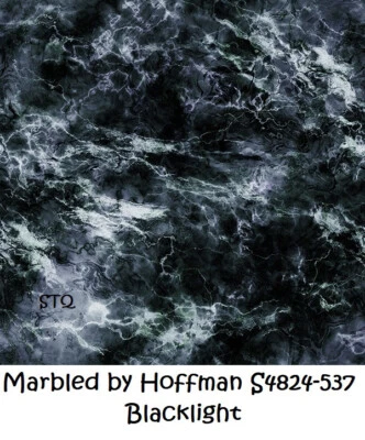 Marbled Tonal Marble Cotton Quilt Fabric Hoffman S4824-537 Black Light 35" Last - Image 1 of 4