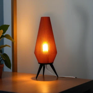 AMBER ROCKET LAMP | sustainable, retro mid century modern, 3D printed lamp - Picture 1 of 27