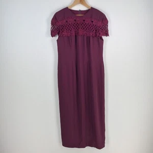 VINTAGE Mr. K womens maxi formal dress size 12 burgundy red short sleeve 073199 - Picture 1 of 8
